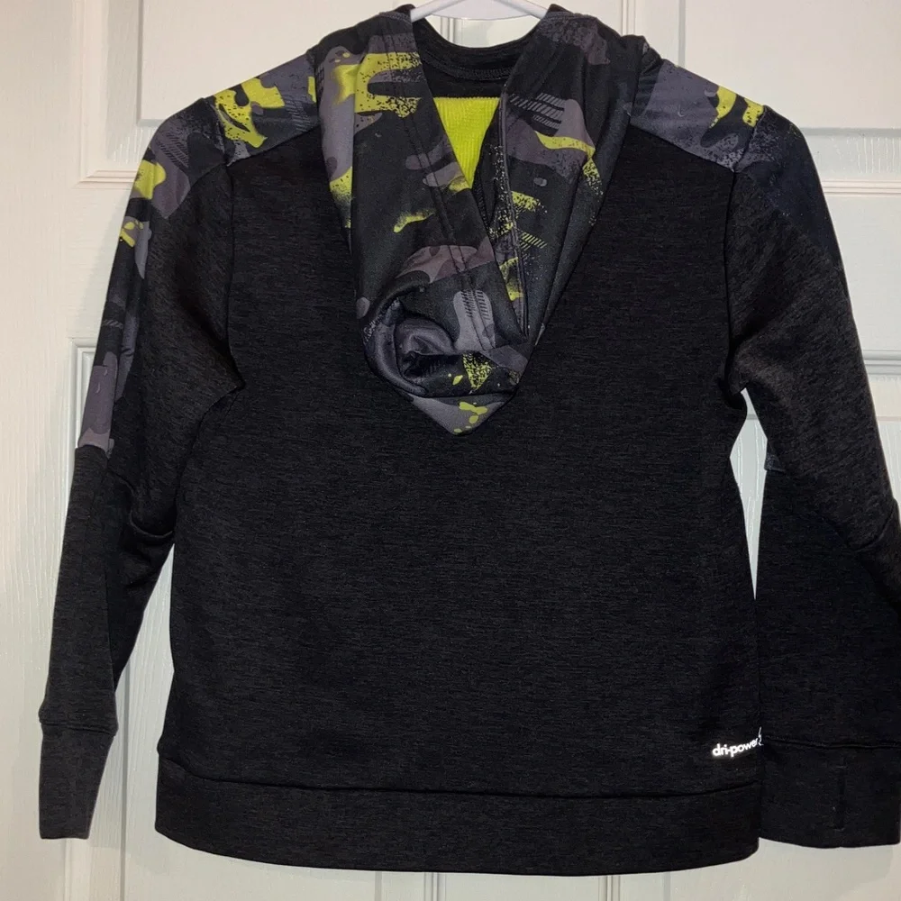 Russell Athletic Dri Power 360 Black Yellow Camo Hoodie Youth Pullover Sweat top